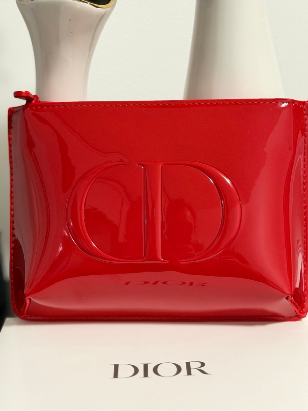 Dior Red Patent CD Cosmetic Pouch | Makeup Bag | New